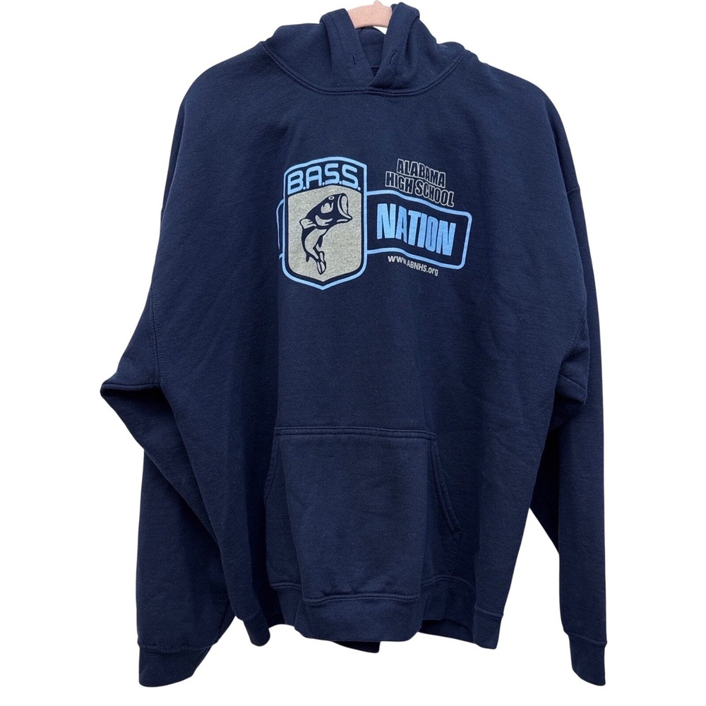 Bass Fishing Hoodie Mens Large Alabama‎ High School Navy Pullover